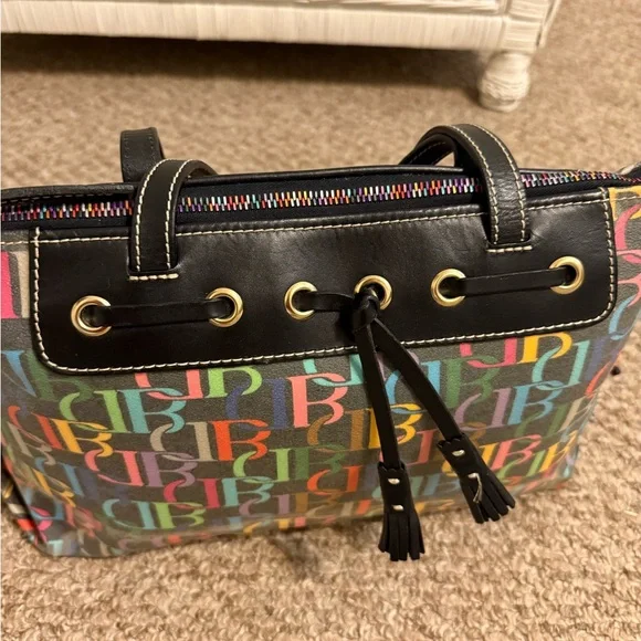 Y2K Girly Rainbow All Over Print Dooney and Bourke Shoulder Bag Genuine Leather - Picture 7 of 16